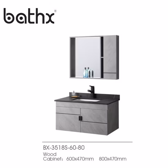 500mm 벽걸이형 소형 합판 욕실 세면대 캐비닛(거울 캐비닛 포함) 단일 아트 분지