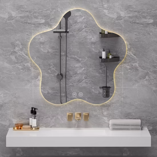 Customized Bathroom Mirror with Light Squared Lighted Mirror Anti-Fog Bluetooth Magnifying Makeup Mirror